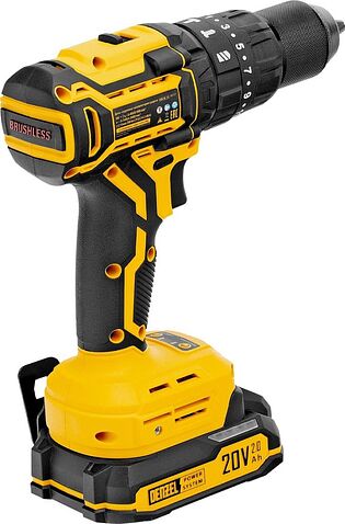 Ударная дрель-шуруповерт Denzel CIDH-BL-20 (с 2-мя АКБ, кейс)