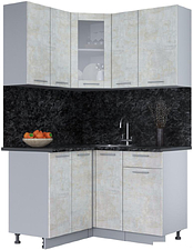 Готовая кухня Интерлиния Мила 12x13 (бетон лайт-бетон лайт-кастилло темный)