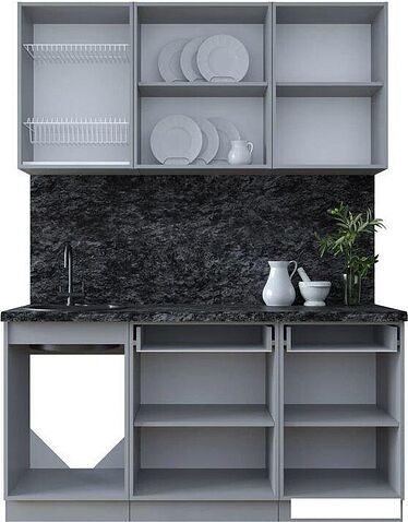 Готовая кухня Интерлиния Тренд 1.6А (луна/луна/бискайская сосна)