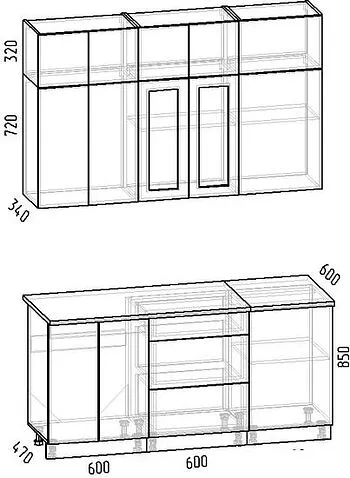 Готовая кухня Интермебель Лион-3 В-1 1.7м (мята софт/тунис)