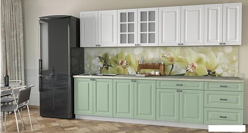 Кухня Интерлиния Мила Деко 3.0 Б (мята/белый/опал светлый)
