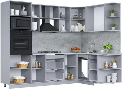 Готовая кухня Интерлиния Мила Лайт 1.68x2.6 правая (бетон потленд/бетон портленд/дуб бунратти)