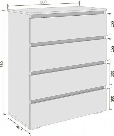 Комод Кортекс-мебель Бари 80 4ш (дуб сонома/дуб сонома/дуб сонома)