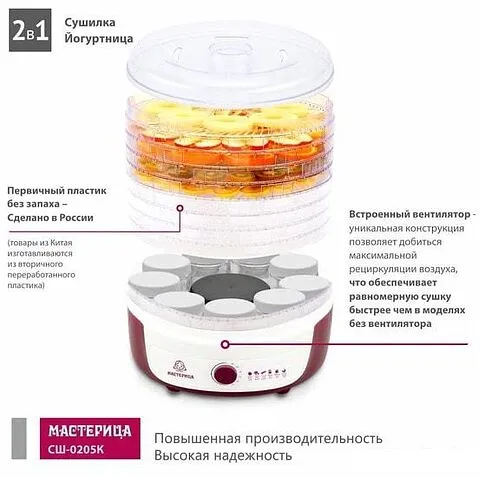 Сушилка для овощей и фруктов Мастерица СШ-0205К