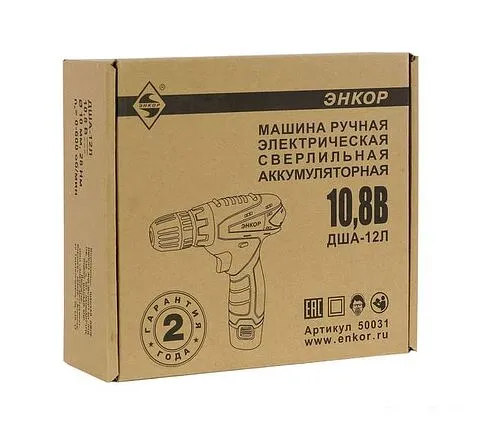 Дрель-шуруповерт Энкор ДША-12Л 50031 (с 1-им АКБ)