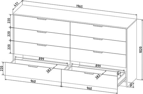 Комод Интерлиния Концепт КТ-К197 (белый платинум/антрацит)