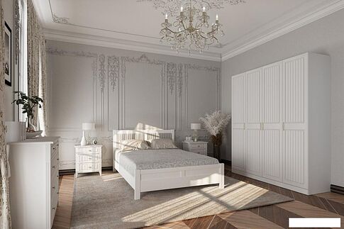 Комод Bravo Мебель Мэгги 6 ящиков (ЛДСП/МДФ, белый снег/лак белый)