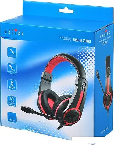 Наушники с микрофоном Oklick HS-L200 (черный/красный)