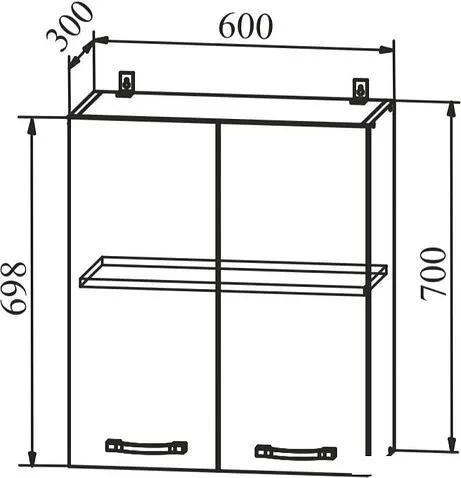 Шкаф навесной ДСВ Тренто П 600 (серый/серый)