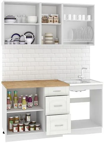 Готовая кухня Кортекс-мебель Корнелия Ретро 1.6 (ясень белый/дуб бунратти)