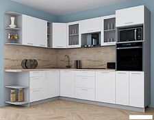 Готовая кухня Интерлиния Мила Gloss 1.88x2.8 левая (белый софт/белый софт/травертин серый) Готовая кухня Интерлиния Мила Gloss 1.88x2.8 левая (белый софт/белый софт/травертин серый)