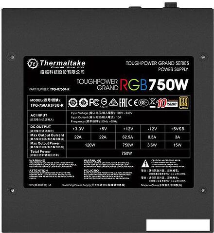 Блок питания Thermaltake Toughpower Grand RGB 750W Gold Full Modular [TPG-0750F-R]