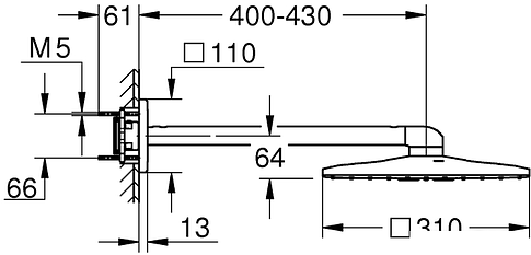 Верхний душ Grohe Rainshower 310 SmartActive Cube 26479000 (хром)