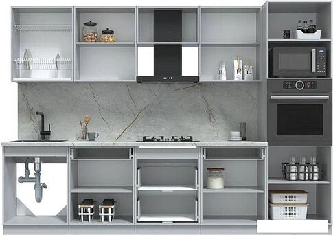 Готовая кухня Интерлиния Берес 3.0В (дуб английский/бискайская сосна)