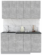 Готовая кухня Интерлиния Мила Лайт 1.6-60 (бетон-бетон-кастилло темный)