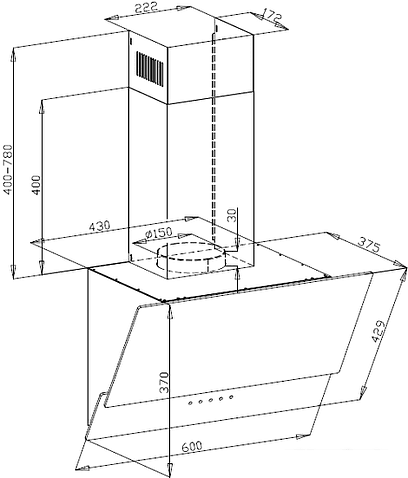Кухонная вытяжка MAUNFELD Plym Touch 60 (черный)