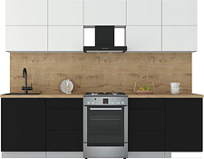 Кухонный модуль Интерлиния Мила Матте 2.7 Б (белый/черный/дуб бунратти)