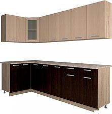 Угловая кухня Интерлиния Мила 12x26 (дуб молочный/дуб венге) Угловая кухня Интерлиния Мила 12x26 (дуб молочный/дуб венге)