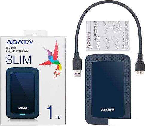 Внешний накопитель ADATA HV300 AHV300-2TU31-CBL 2TB (синий)