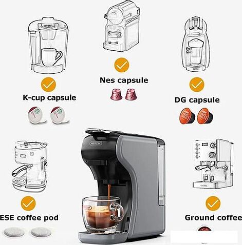 Капсульная кофеварка Hibrew H9A ST-504 (серый)