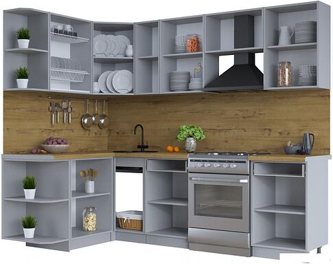 Готовая кухня Интерлиния Тренд 1.5x2.5 левая (океан/океан/дуб бунратти)