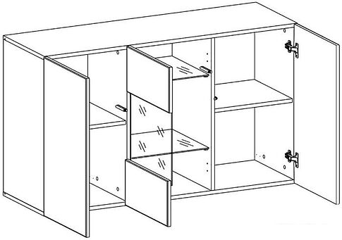 Комод НК-Мебель Point Тип-1.2 (черный/черный глянец)