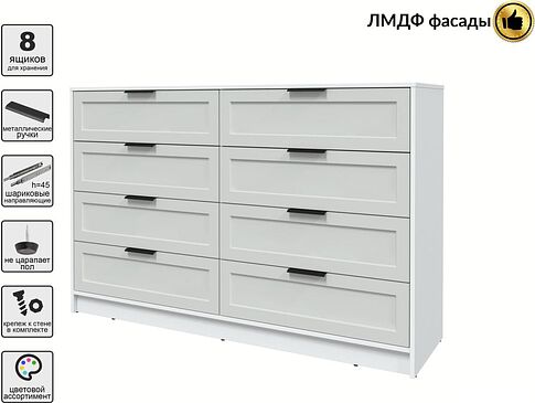 Комод Интерлиния Концепт Тренд КТ-К157 (белый платинум/грей)