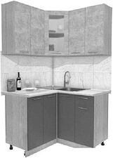Готовая кухня Интерлиния Мила 12x12 (бетон-антрацит-травертин)