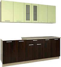 Готовая кухня Интерлиния Мила 22 (салатовый/дуб венге)