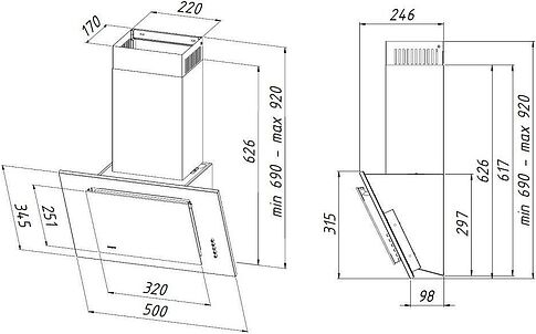 Кухонная вытяжка YOUQ Otama WL 1080 P 50 BL (черный)