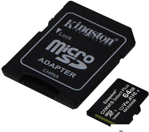 Карта памяти Kingston Canvas Select Plus microSDXC 64GB (с адаптером)