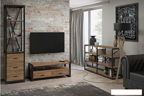 Тумба Millwood Нeo Лофт TVS-1 (дуб табачный craft ЛДСП/металл черный)