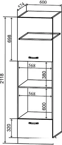 Шкаф-пенал ДСВ Тренто ПНС 600 (серый/серый)