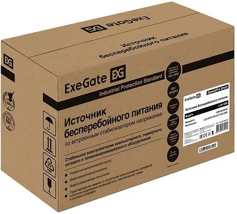 Источник бесперебойного питания ExeGate SpecialPro Smart LLB-1000.LCD.AVR.1SH.2C13.RJ.USB EX292788RUS