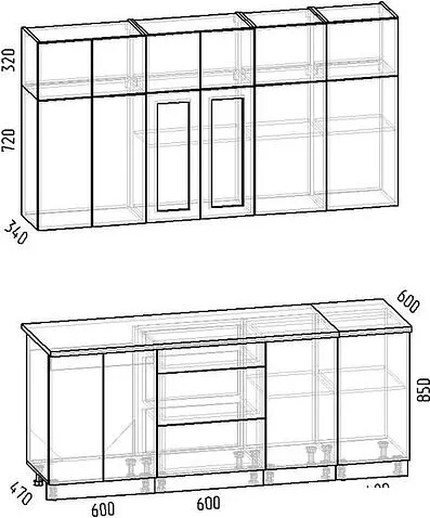 Готовая кухня Интермебель Лион-5 В-1 2м (белый софт/графит софт/мрамор лацио белый)