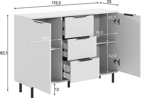 Тумба Mio Tesoro Rimini KOM2D3S (белый/белый)