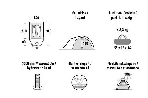 Треккинговая палатка High Peak Nevada 2 (Nimbus/серый)