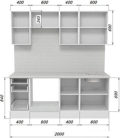 Шкаф напольный Горизонт Ева 60 (белый софт)