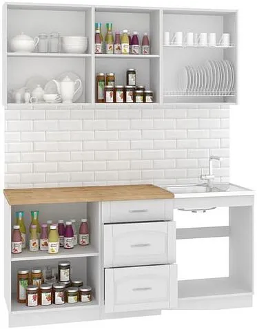 Готовая кухня Кортекс-мебель Корнелия Ретро 1.7 (ясень белый/дуб бунратти)