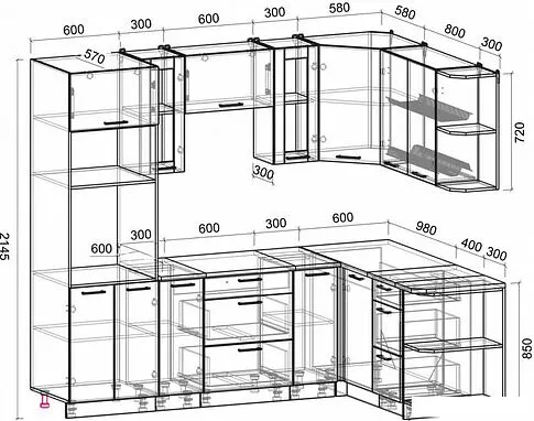 Готовая кухня Интерлиния Мила 1.68x2.4 правая (бетон потленд/бетон портленд/дуб бунратти)