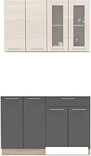 Готовая кухня Интерлиния Мила 12 без столешницы (вудлайн кремовый/антрацит)