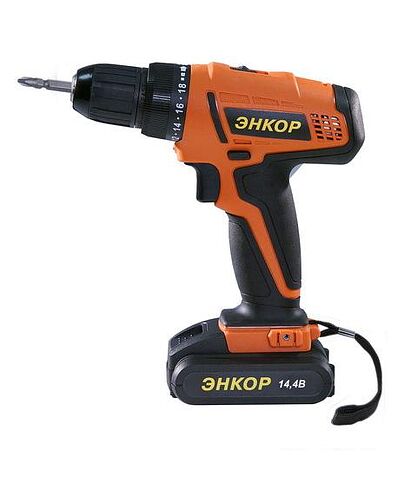 Дрель-шуруповерт Энкор ДША-2 14.4ЭР/10Л 50025 (с 2-мя АКБ 2 Ah)