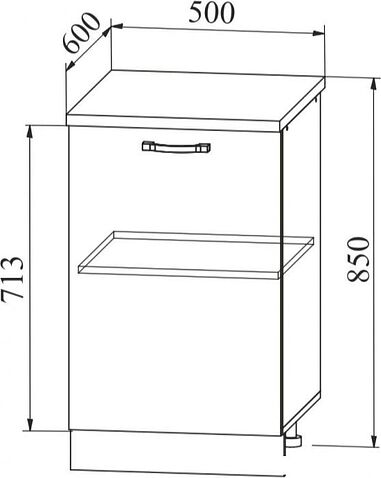 Шкаф напольный ДСВ Тренто С 500 левый (серый/белый)