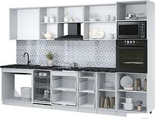 Готовая кухня Интерлиния Мила Лайт 3.25-ПМ3 (белый платинум/белый платинум/кастилло темный)