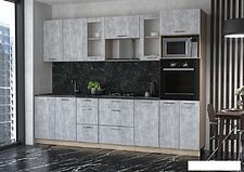 Готовая кухня Интерлиния Мила 2.8 ВТ (бетон/бетон/кастилло темный)