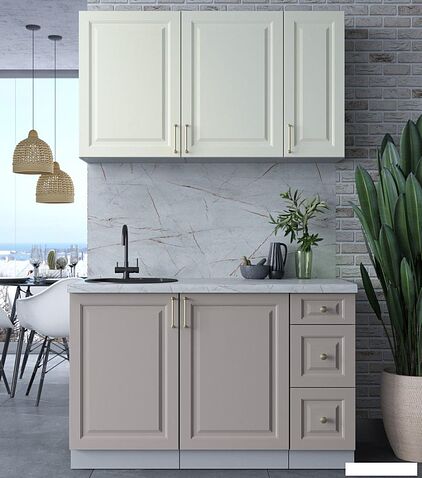 Готовая кухня Интерлиния Мила Шато 1.3А (белый/луна/серый каспий)