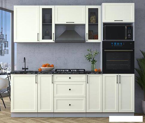 Готовая кухня Интерлиния Тренд 2.3В (белый/белый/кастилло темный)