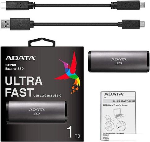 Внешний накопитель A-Data SE760 1TB ASE760-1TU32G2-CTI (титан)