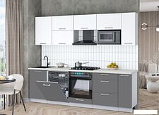 Готовая кухня Интерлиния Мила Gloss 2.6-ПМ2 (серый/белый/опал светлый)