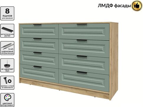 Комод Интерлиния Концепт КТ-К157 Деко (дуб золотой/мята)